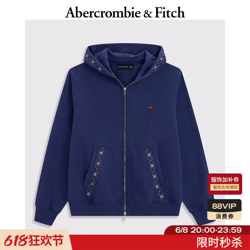AF经典小麋鹿图案毛圈布刺绣连帽卫衣外套26春夏男装122-6295