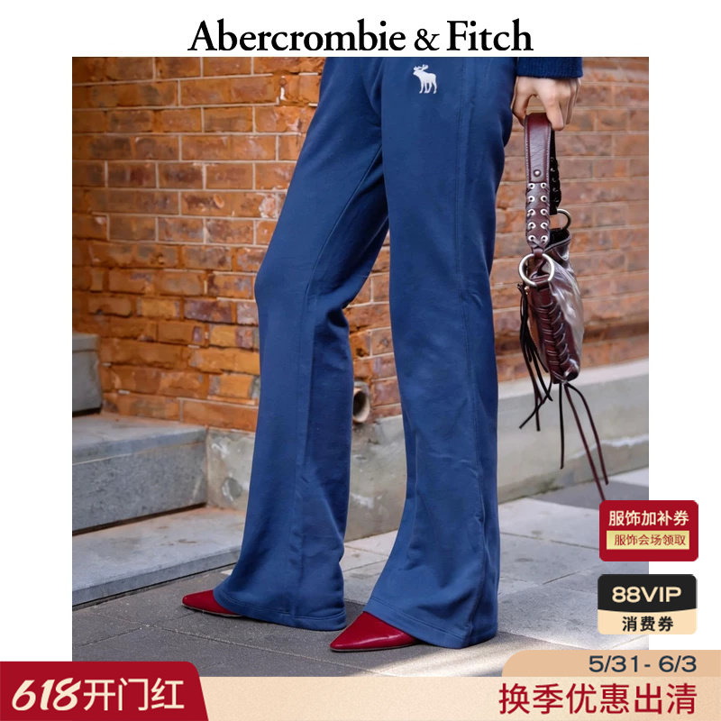 AF经典小麋鹿图案毛圈布高腰喇叭运动卫裤长裤26春女装147-6046