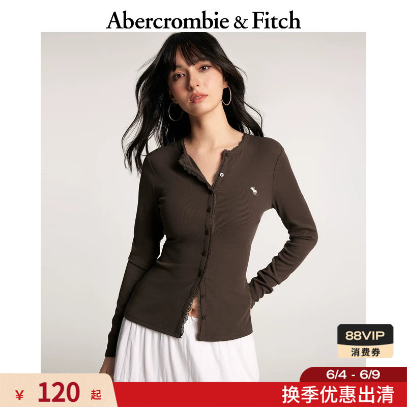 AF经典小麋鹿图案美式修身内搭打底长袖T恤上衣26春女装139-6130
