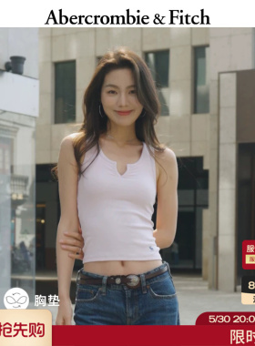 AF小麋鹿图案美式复古修身百搭带胸垫小V领背心26夏女装139-6235