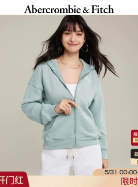 AF红色多色LOGO毛圈布连帽开衫卫衣外套26春夏女装152-6234