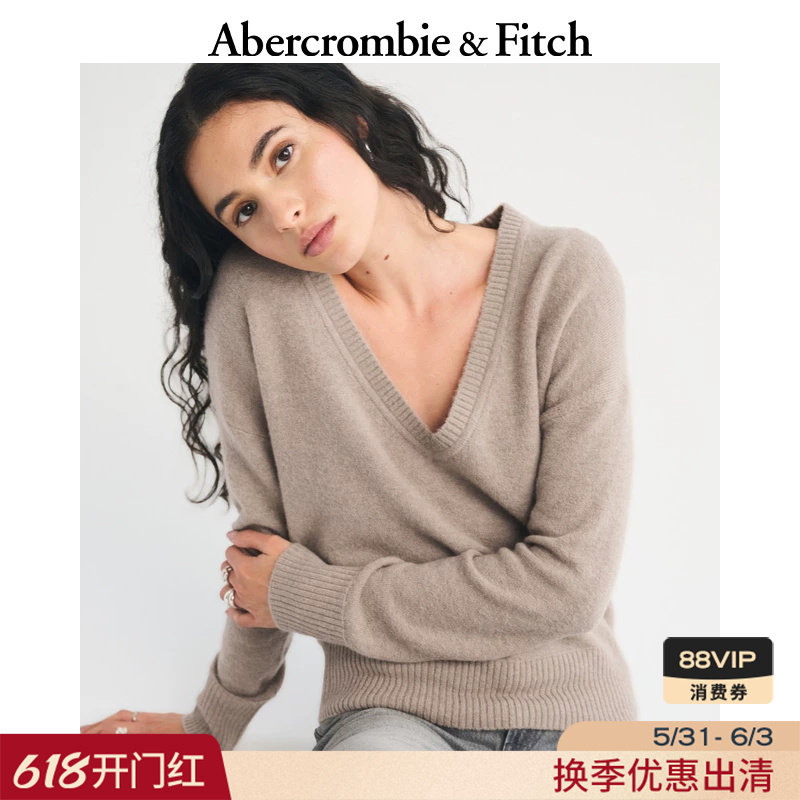 AF美式舒适慵懒感羊毛衫深V领套头毛衣针织衫25冬季女装150-5556