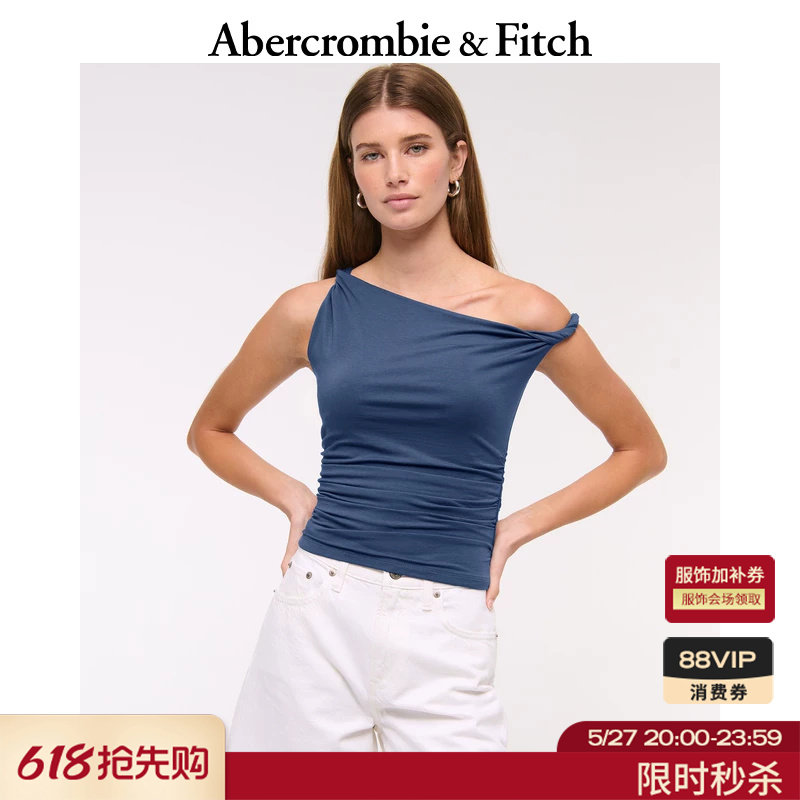 AF美式性感气质莫代尔修身斜肩露肩T恤上衣25秋季女装139-5