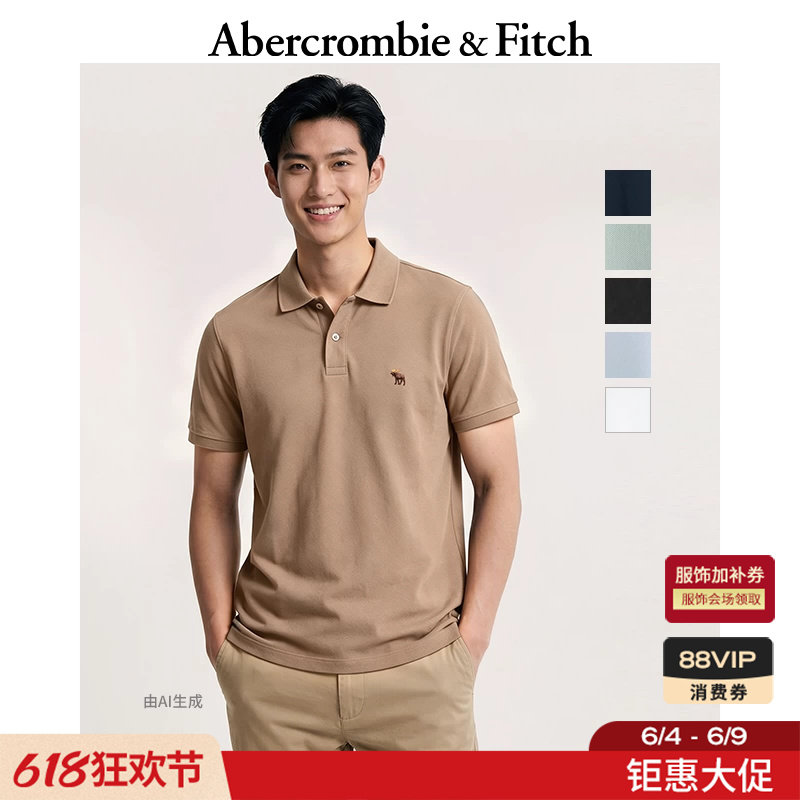 AF经典小麋鹿图案美式复古通勤百搭短袖POLO衫26春夏男装124-6035