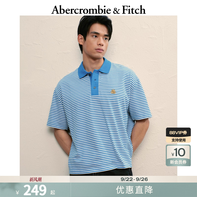 【重磅POLO】AF男装25夏季美式条纹棉质Polo衫短袖T恤KI124-5570