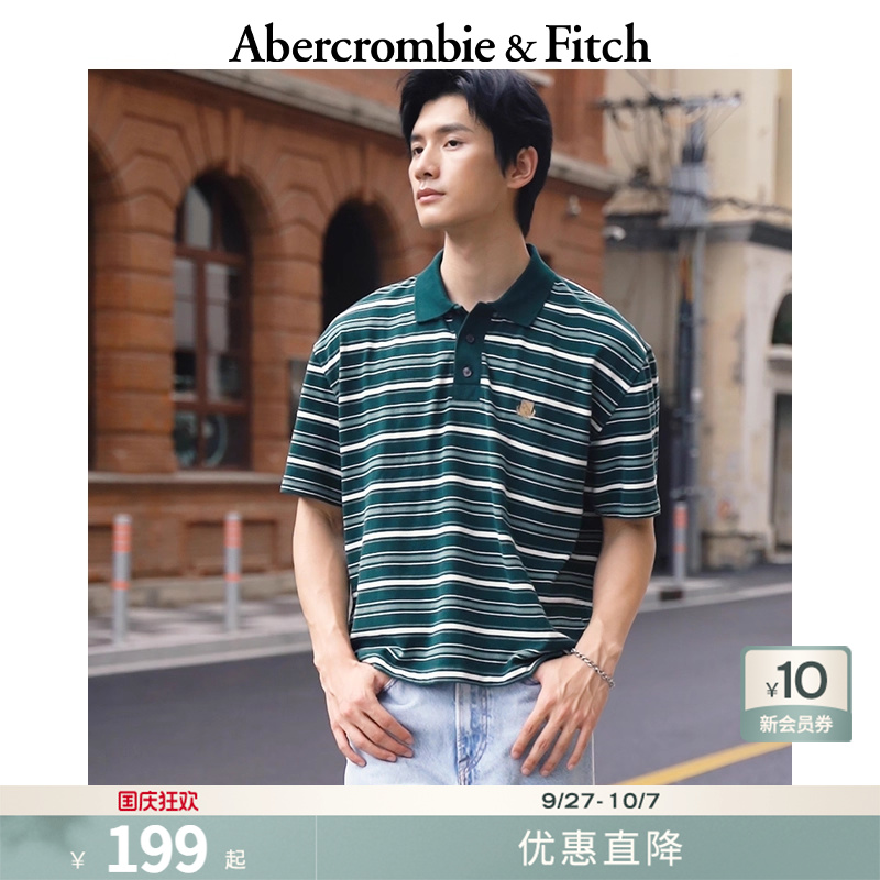 【重磅POLO】AF男装25夏季美式条纹棉质Polo衫短袖T恤124-5570