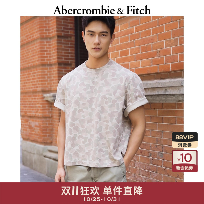 AF男装25夏季美式重磅棉质迷彩印花宽松圆领短袖T恤124-5574