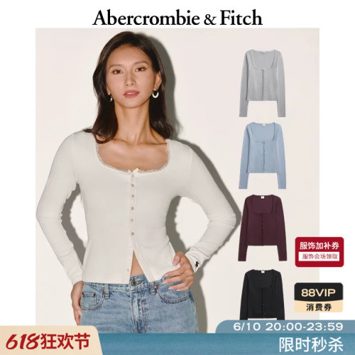 【方领罗纹T】AF小麋鹿图案内搭打底T恤25秋季女装139-5708