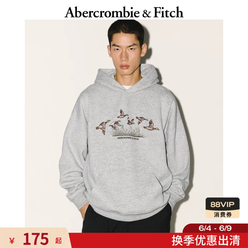 AF美式时尚潮流百搭舒适抓绒连帽卫衣上衣25秋冬男装122-5669
