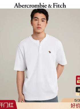 AF小麋鹿图案美式白色多色亨利棉质重磅T恤26夏男装124-6806