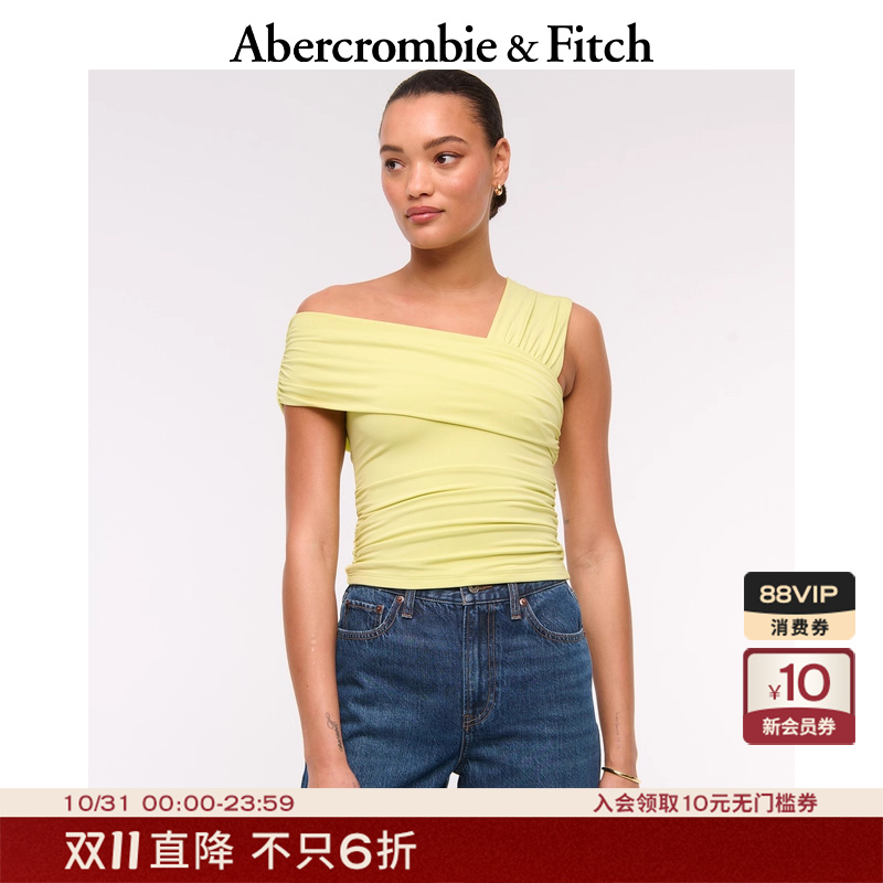 【辣妹露肩】AF女装25夏季美式设计感斜肩露肩无袖上衣139-5816