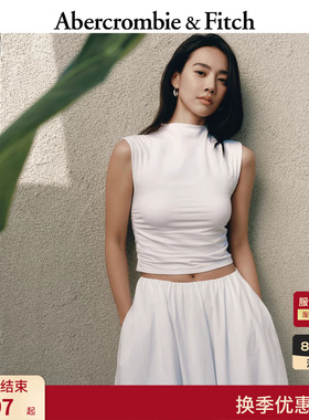 AF女装25夏季法式优雅修身半高领莫代尔T恤背心上衣139-3473
