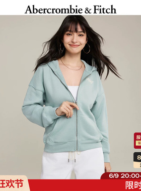 AF红色多色LOGO毛圈布连帽开衫卫衣外套26春夏女装152-6234