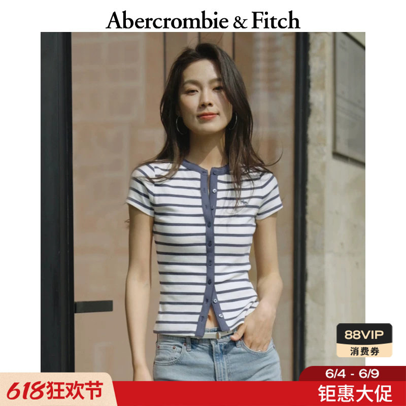 AF经典小麋鹿图案美式百搭打底短袖T恤开衫上衣26春女装139-6118