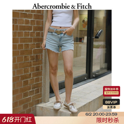 AF中腰磨边水洗牛仔短裤