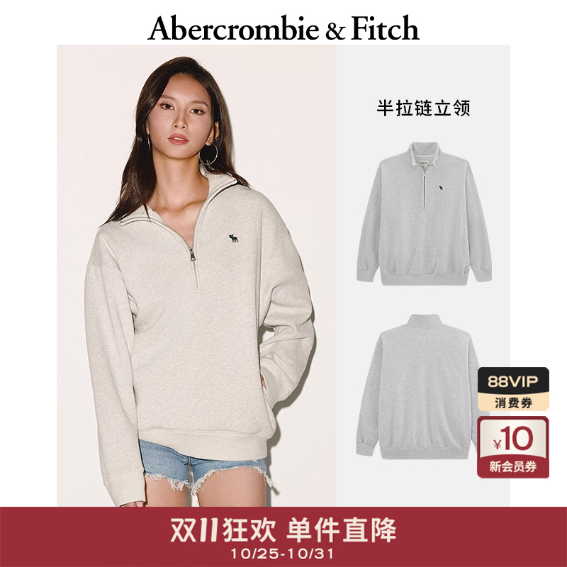 女装/女士精品【半拉链立领】AF小麋鹿图案女装25秋冬新款美式宽松卫衣152-5418