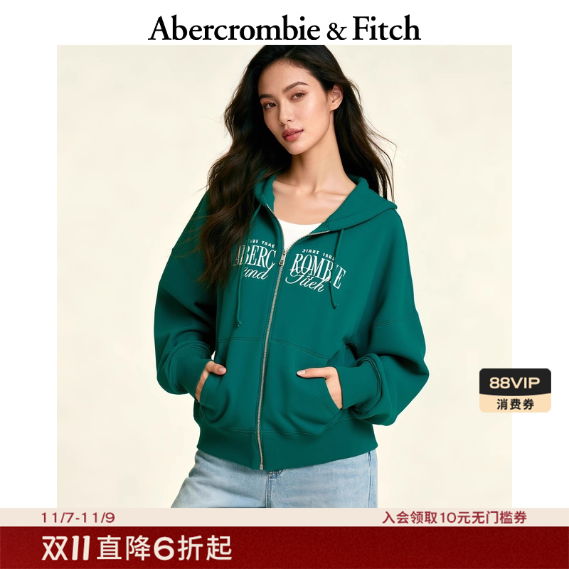 【经典LOGO】AF女装25秋冬新款美式宽松卫衣连帽外套185-5011