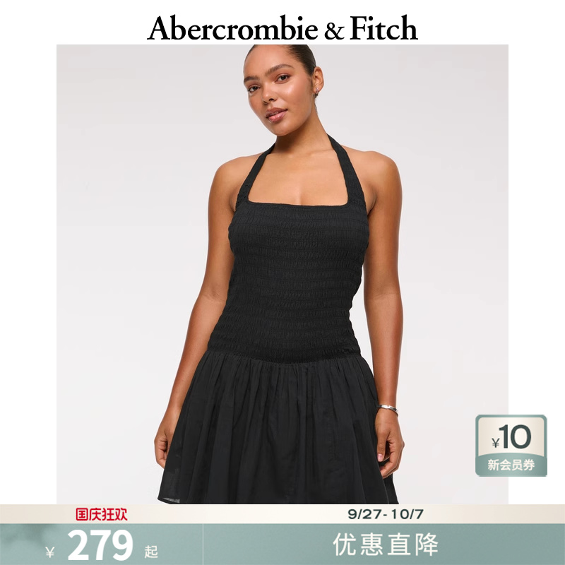AF女装25夏季美式复古性感辣妹露背挂脖连衣裙短裙159-5821