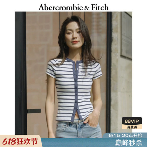 AF经典小麋鹿图案美式百搭打底短袖T恤开衫上衣26春女装139-6118