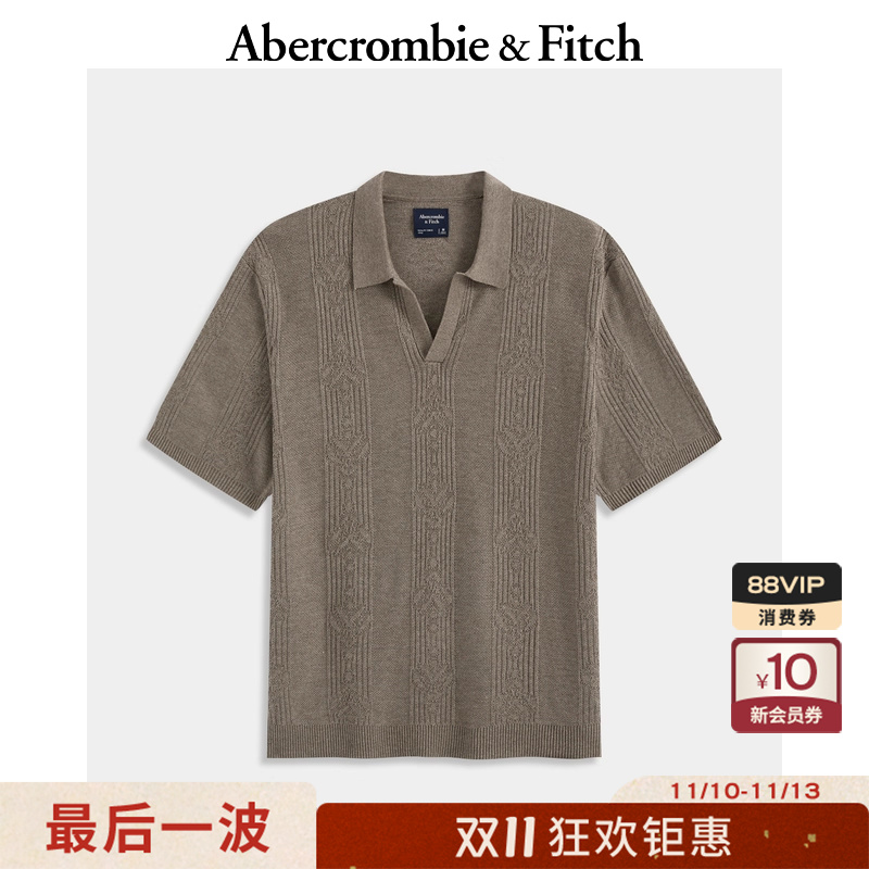 AF男装25秋冬新款美式宽松短袖海鸥领毛衣针织衫POLO衫120-5312