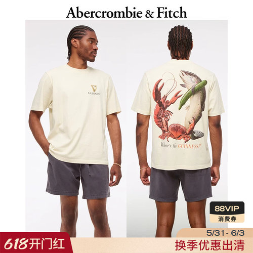 AF美式经典棉质舒适时尚图案短袖T恤上衣25秋季男装123-5036