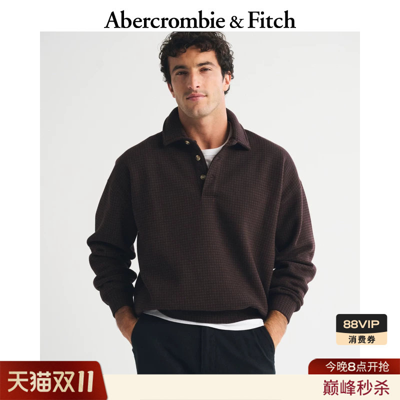 AF美式复古经典休闲POLO领保暖抓绒卫衣26秋冬新款男装122-6377