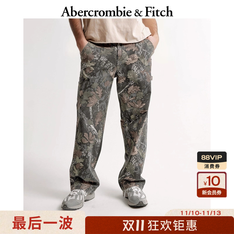 做旧潮流印花直筒休闲裤