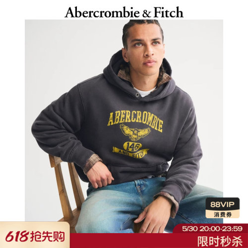 【经典复刻】AF美式复古时尚抓绒LOGO连帽卫衣25冬男装122-5818
