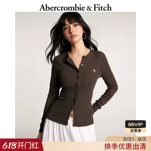 AF经典小麋鹿图案美式修身内搭打底长袖T恤上衣26春女装139-6130