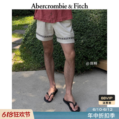 AF经典棉麻混纺五分裤短裤
