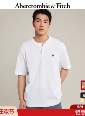 AF小麋鹿图案美式白色多色亨利纯棉重磅T恤26夏男装124-6806