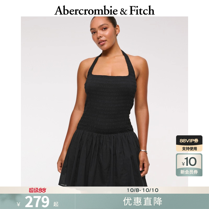 AF女装25夏季美式复古性感辣妹露背挂脖连衣裙短裙159-5821