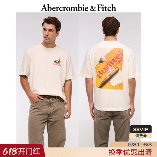 AF美式经典棉质舒适趣味图案短袖T恤上衣25秋季男装123-5036