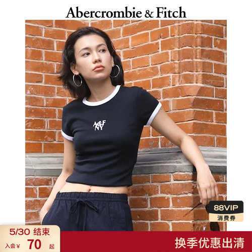 【LOGO撞色T】 AF美式棉质显瘦修身短袖T恤25秋季女装157-5366