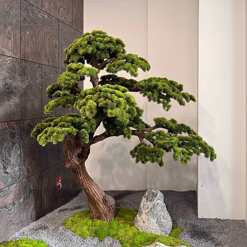 大型仿真迎客松罗汉松假树松树仿真美人松新中式景观酒店绿植造景