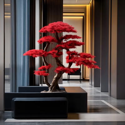 仿真红松迎客松枫叶树橱窗装饰