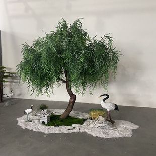 仿真垂柳树假柳树大型仿真树装饰柳树叶装饰橱窗道具摆放绿树景观