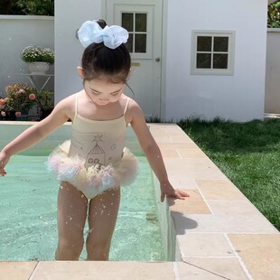 2025新款韩国版女童连体泳衣儿童裙式蓬蓬裙子公主泳装宝宝游泳衣