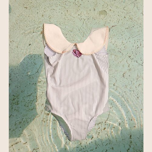 2025夏季新款女童珠片绣条纹连体泳衣儿童女宝宝分体泳衣女孩泳装