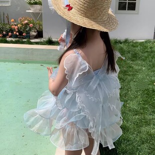 女童蝴蝶裙式 韩国儿童公主泳装 游泳衣女宝宝连体泳衣 新款 2026夏季