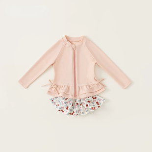 女孩温泉游泳衣 防晒速干泳装 2025新款 女童分体泳衣儿童女宝宝长袖