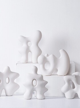 新中式抽象不规则陶瓷假山摆件客厅酒店前台样板间售楼处玄关装饰