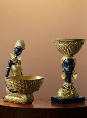 跨境新品非洲艺术黑人摆件客厅书房装饰品办公桌摆设树脂工艺品