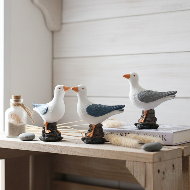 欧式地中海风格树脂海鸟海鸥模型摆件样板房电视柜玄关摆台装饰品