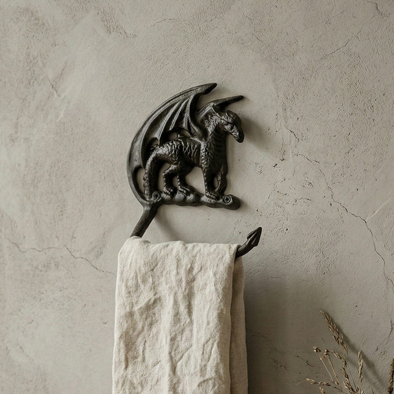 美式乡村复古铸铁龙型纸巾毛巾架壁挂壁饰家居毛巾架子浴室置物架
