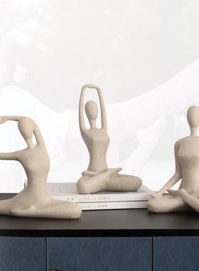 北欧砂岩瑜伽运动人装饰摆件客厅餐厅电视机柜健康会所装饰摆件