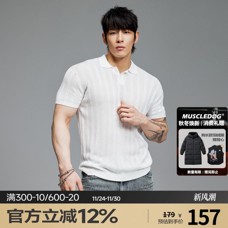 肌肉狗健身POLO短袖T恤男