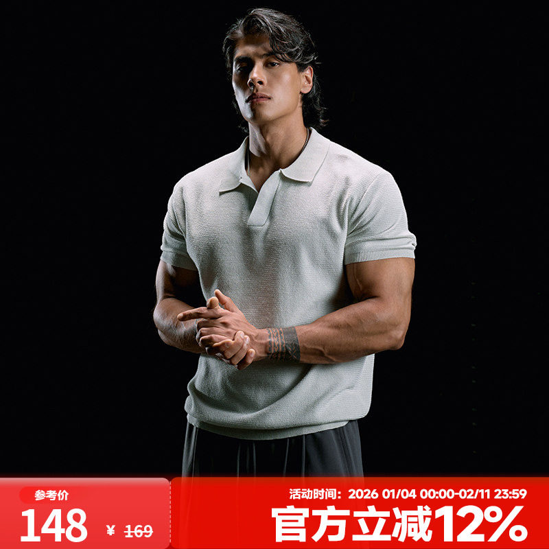 肌肉狗 2025秋冬新品翻领POLO衫男宽松休闲运动短袖T恤健身衣服