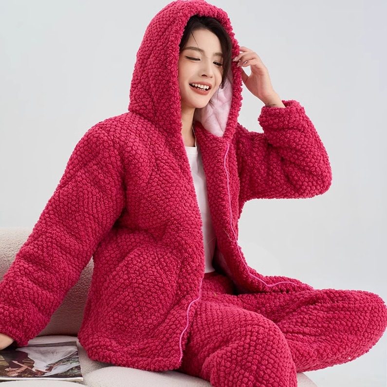 秋冬女士睡衣三层夹棉加厚珊瑚绒拉链加绒家居服套装法兰绒甜美款,女士内衣/男士内衣/家居服,睡衣/家居服套装,淘宝优惠券,粉丝福利购,淘宝优惠卷