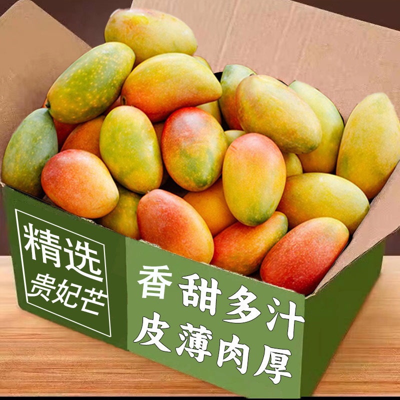 海南贵妃芒新鲜芒果水果当季树上熟红金龙辣椒甜心芒大果整箱包邮